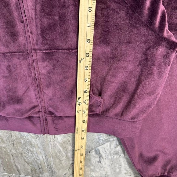 Victoria's Secret Velour Full Zip Hoodie  Purple Logo Cropped Size S #velvet - Picture 8 of 8